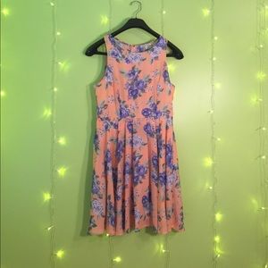 Charlotte Russe Peach Floral Skater Dress