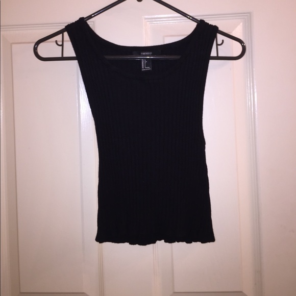 Black ribbed knit crop top - Picture 1 of 3