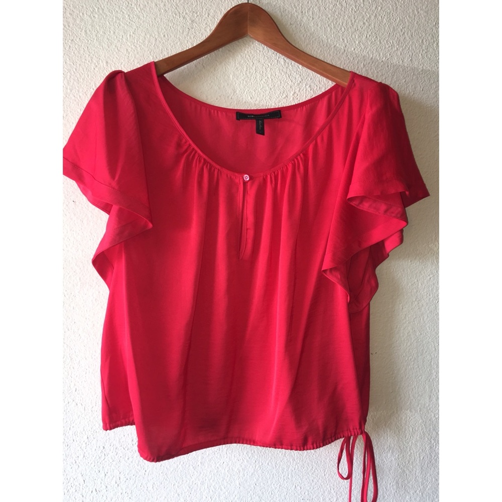BCBG Red Berry Drawstring Blouse