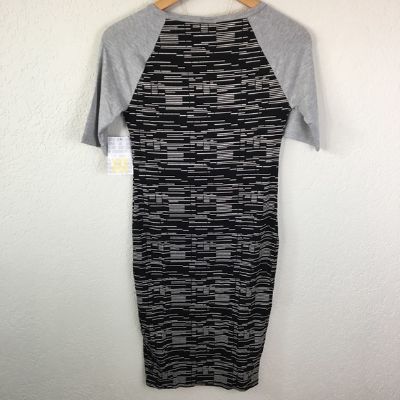 🔴LAST CALL🔴 LuLaRoe Black Gray Dash Julia Dress - Picture 2 of 4
