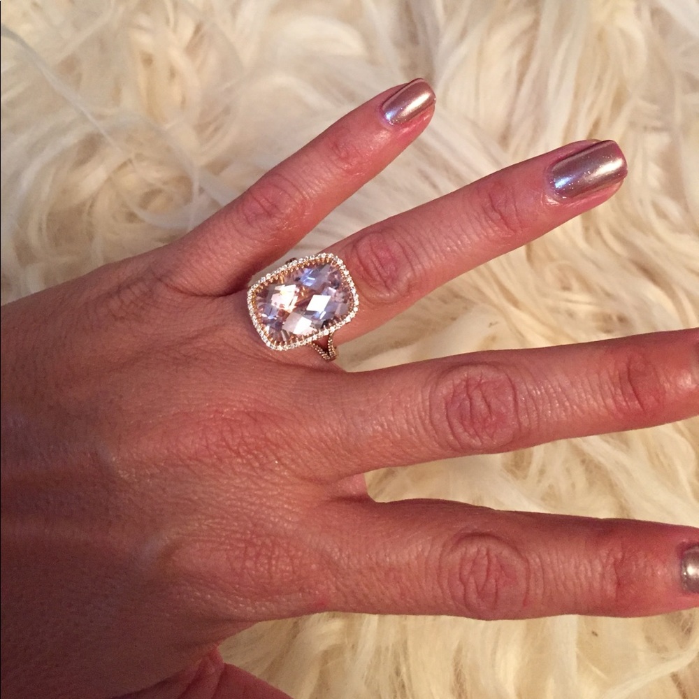 14k solid rose gold pink tourmaline cocktail ring