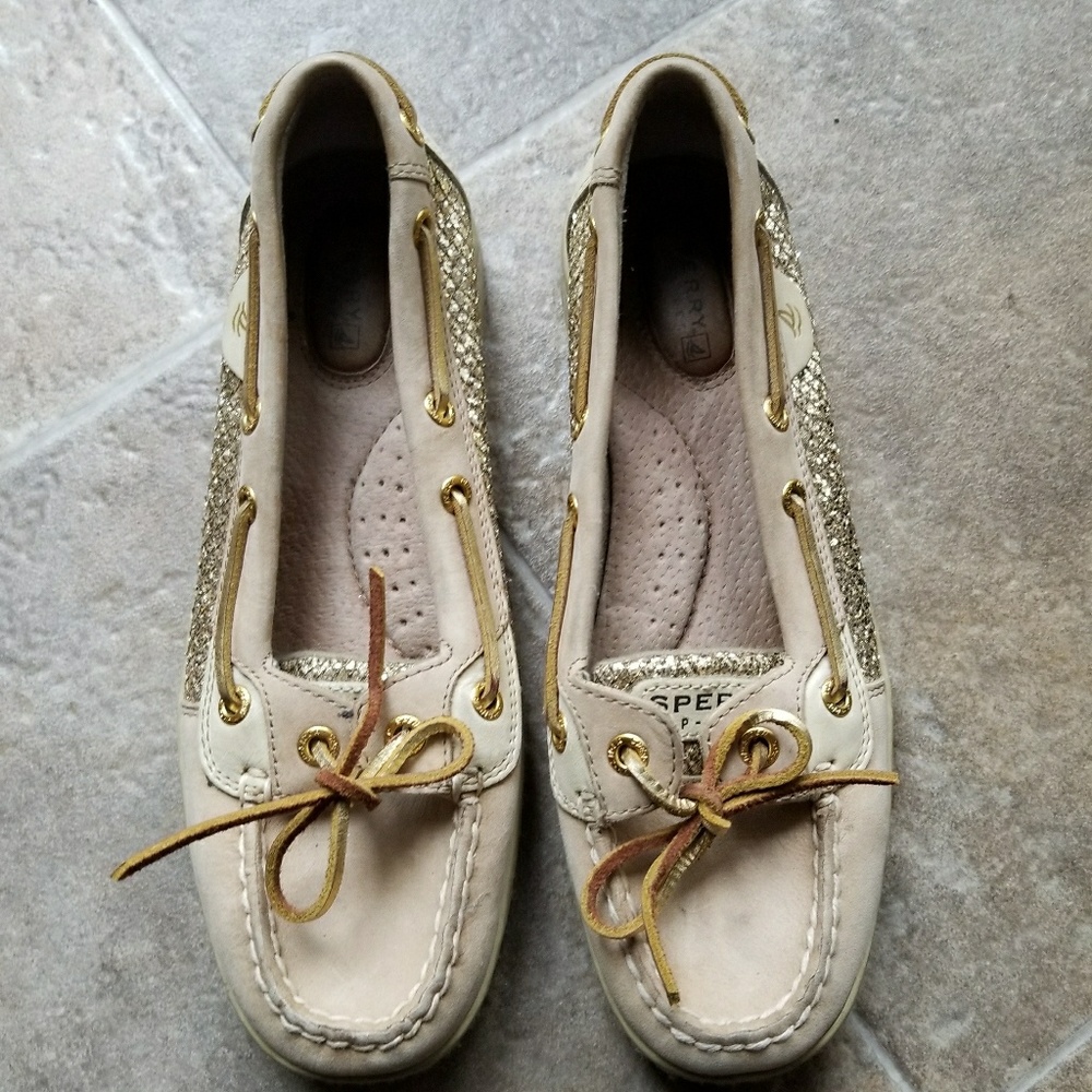 Women's gold Sperry's