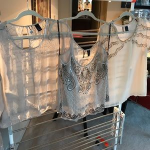 Trio of sheer beige dressy BKE blouses NWOT