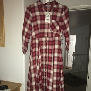Zara basic long check dress