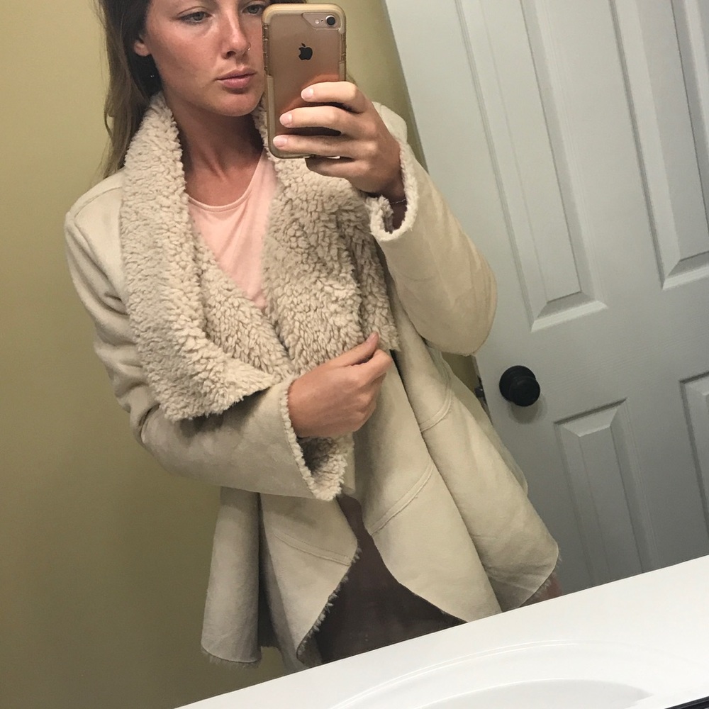 Cream Faux Sheep Wool Cardigan