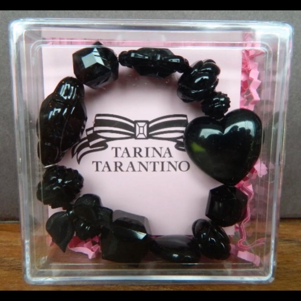 Tarina Tarantino Black Heart Lucite Bracelet NEW - Picture 1 of 1