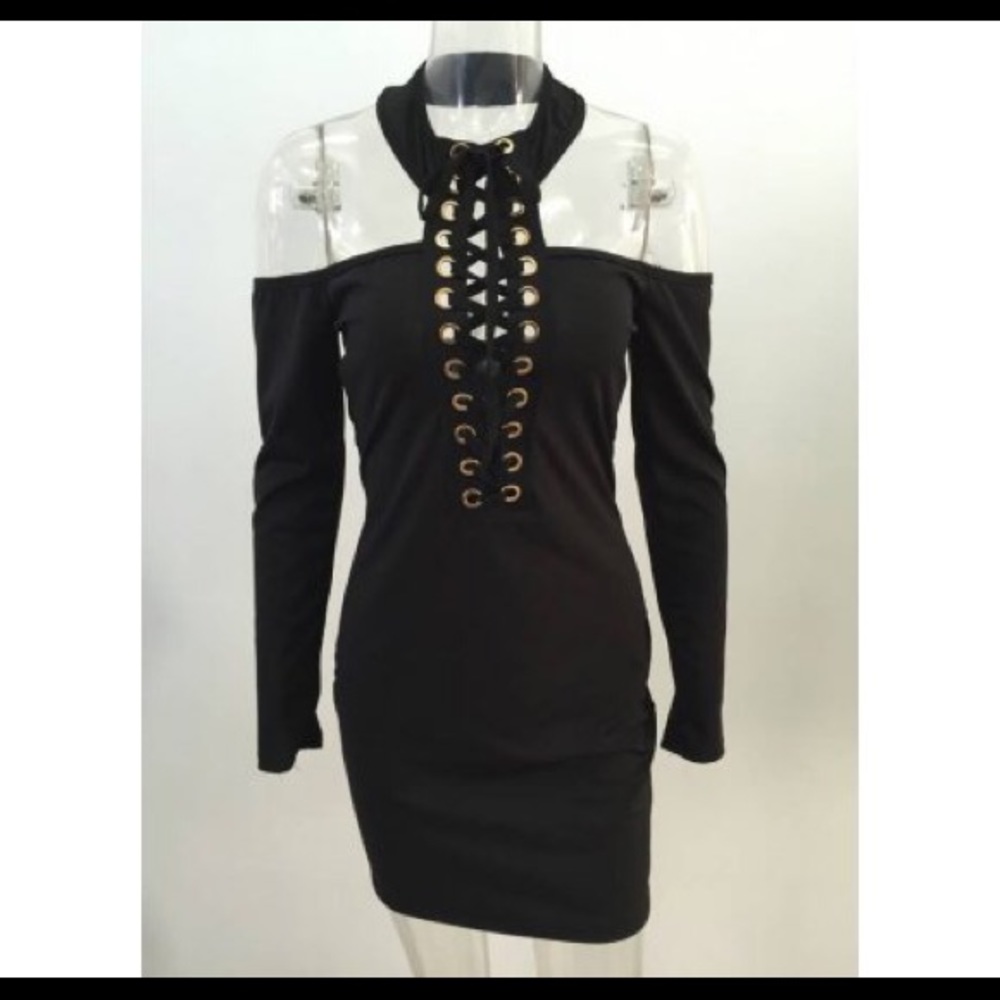 Cold Shoulder Lacey Dress - Picture 2 of 8
