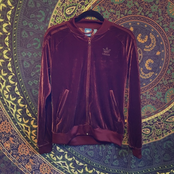 adidas velvet jacket maroon