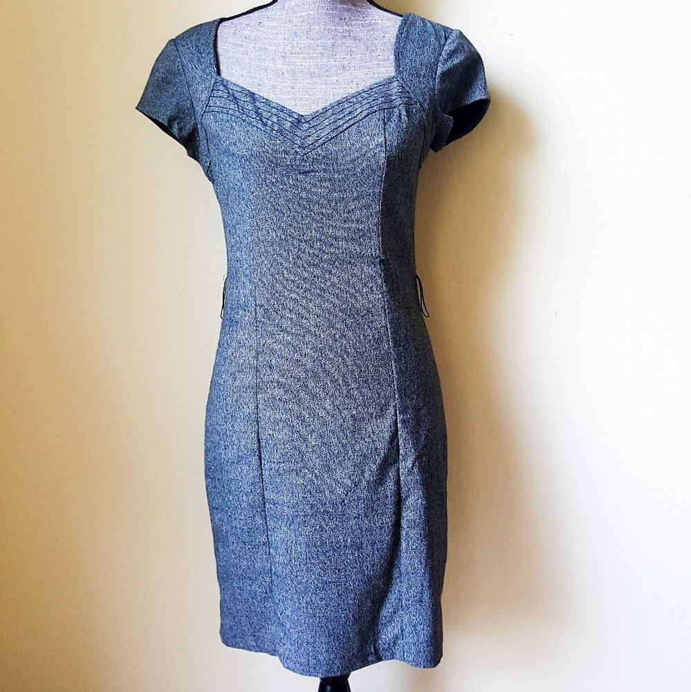 BCX Gray Zip Up Fitted Career Business Dress