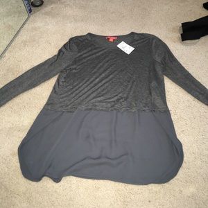 Brand new long sleeve gray half sheer shirt