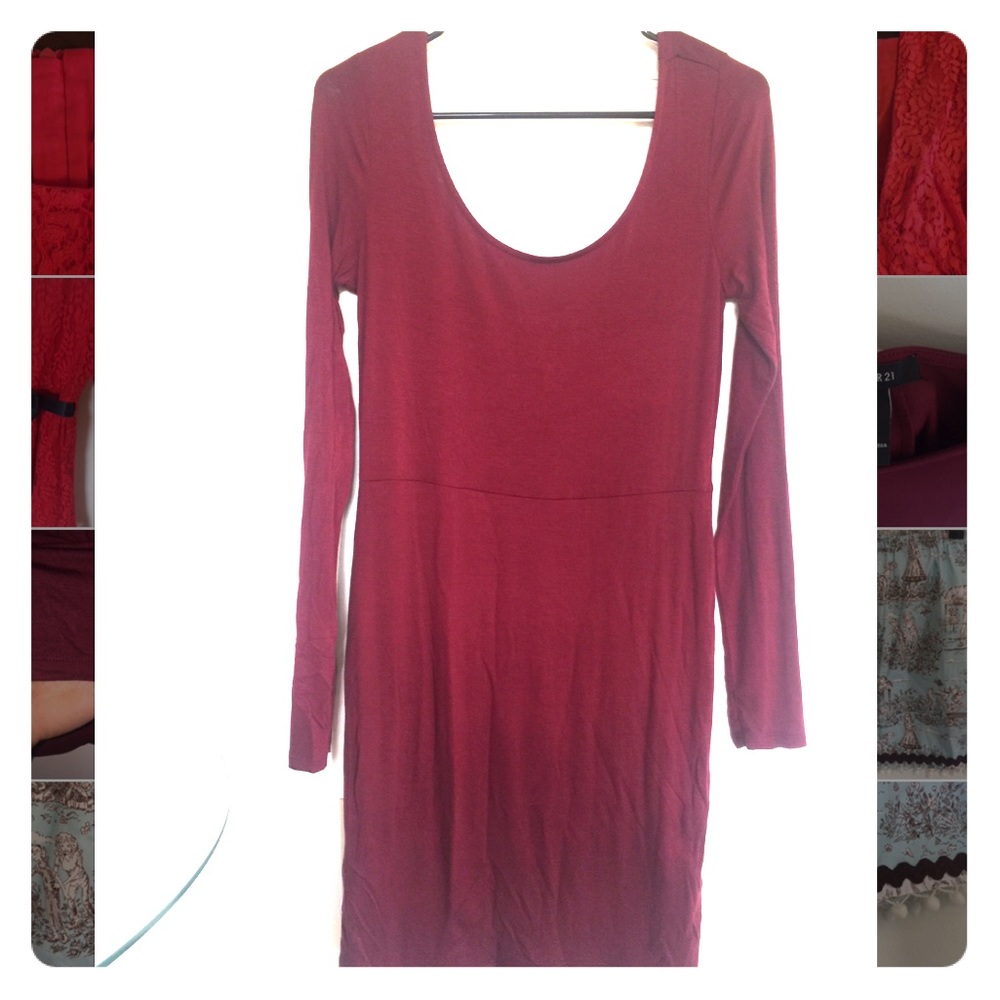 Forever 21 long sleeve dark red dress