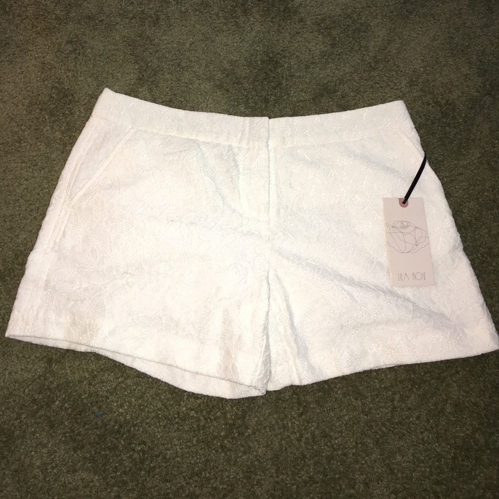 White lace shorts