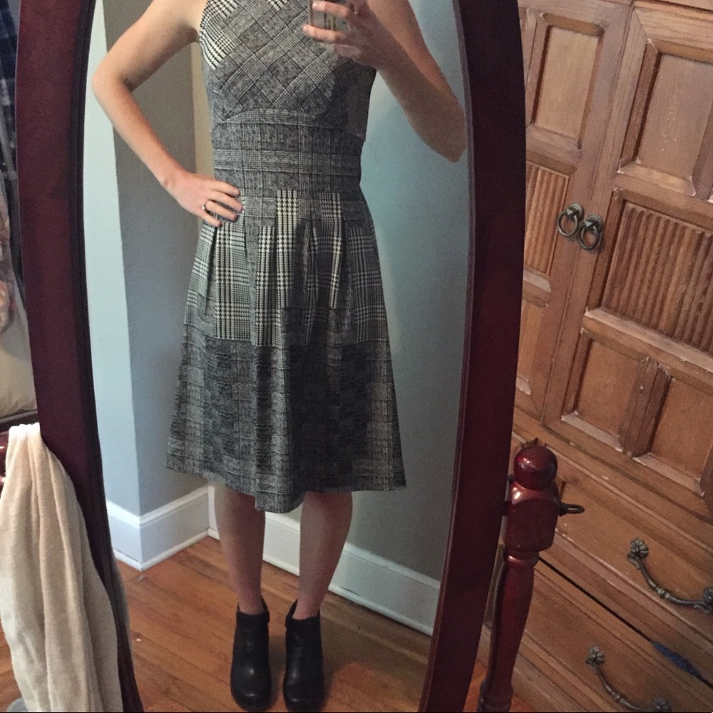 H&M Houndstooth Mix Fit and Flare Dress Size 6