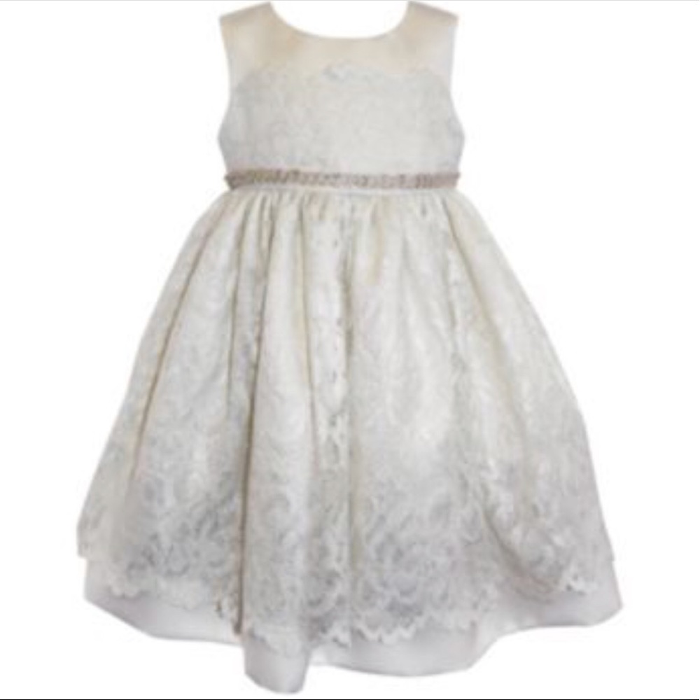 Like New! Ivory & lace dress with silver beading