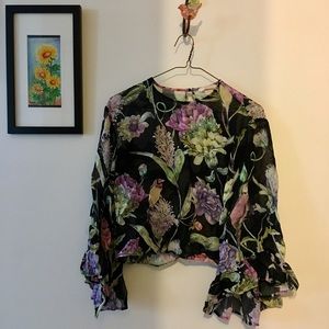 💟 Floral Sheer Blouse, Like New! 💟