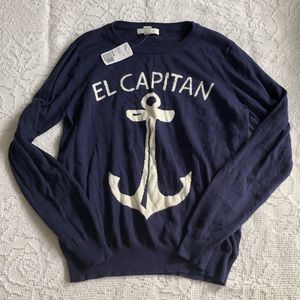 NWT Forever 21 Navy Blue El Capitan Anchor Sweater