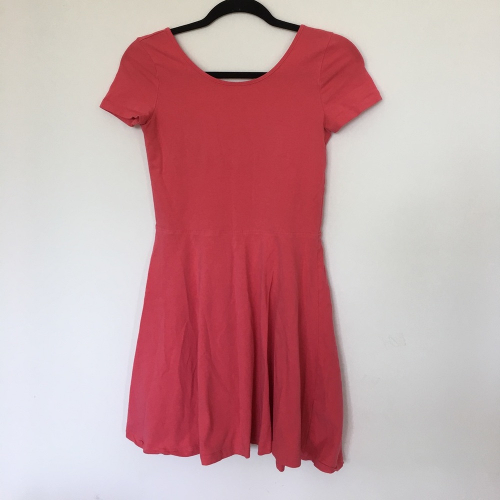 Rear scoop neck casual dress.