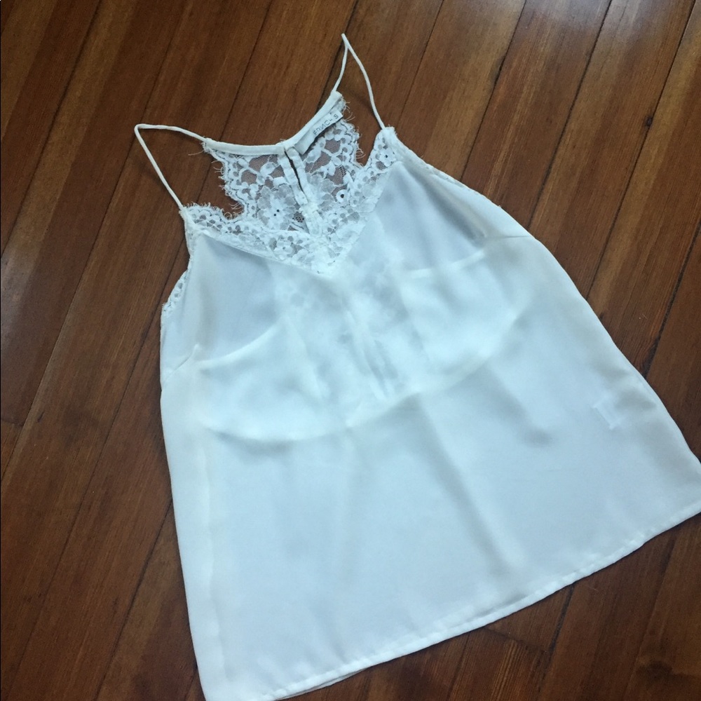 White Lace and Satin Top Size Small
