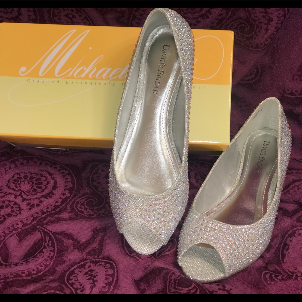 David’s Bridal Blinged Ballerina Flats NEVER WORN