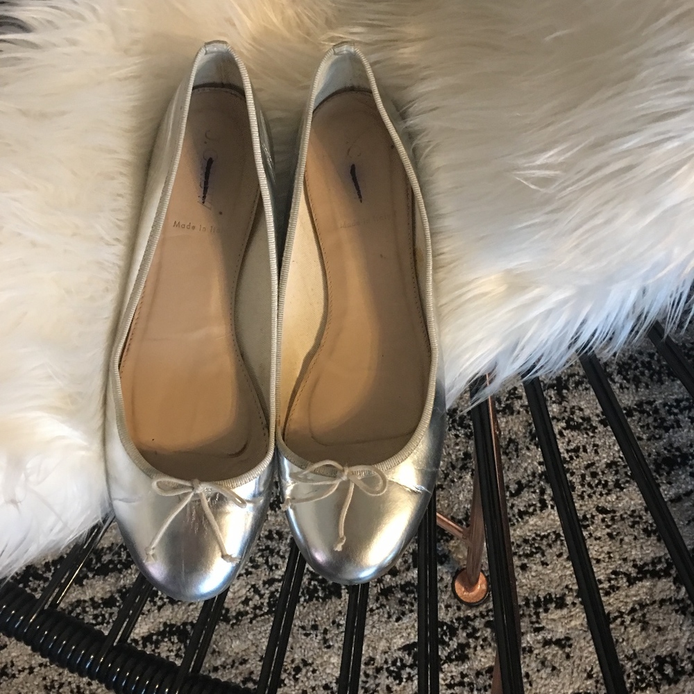 J. Crew Silver Metallic Ballet Flats Size 8.5