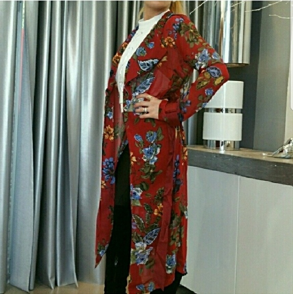 ((SOLD OUT ))BURGUNDY FLORAL Duster - Picture 3 of 4