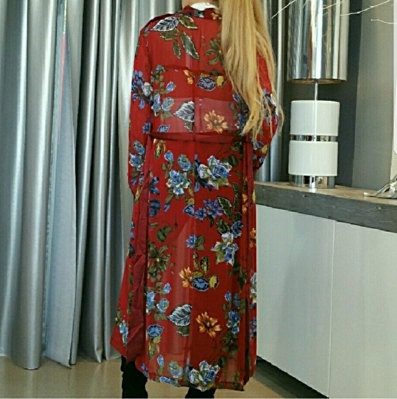 ((SOLD OUT ))BURGUNDY FLORAL Duster - Picture 4 of 4