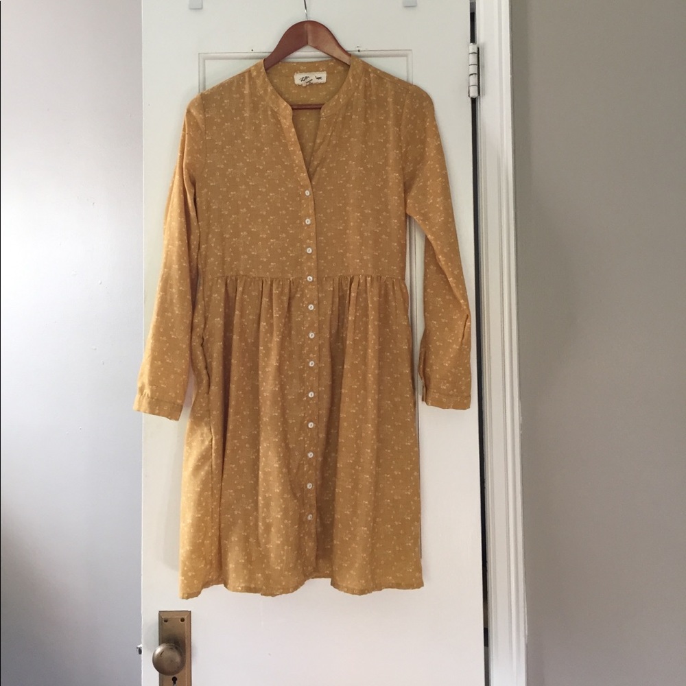 Mustard Long Sleeve Shift Dress Size 4