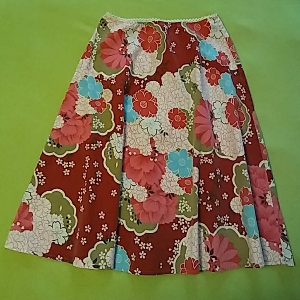 Floral cotton blend skirt