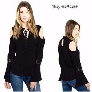 Sexy Victorian Gothic Steampunk Bell Sleeve Blouse