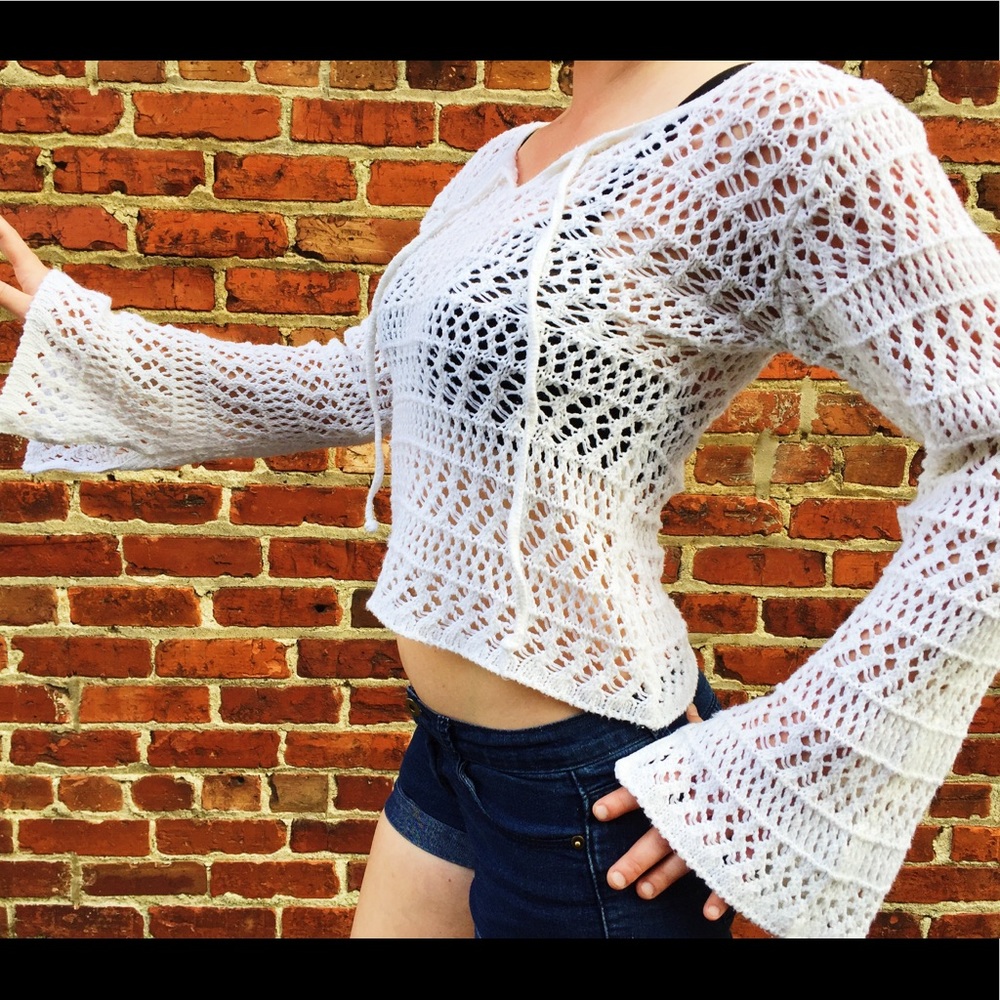 Crochet bell sleeve top