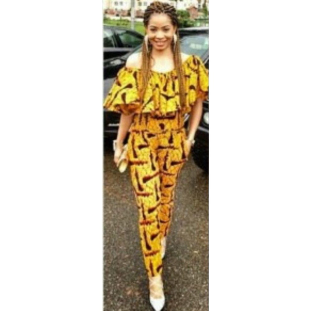 Abstract Off Shoulder Jumpsuit