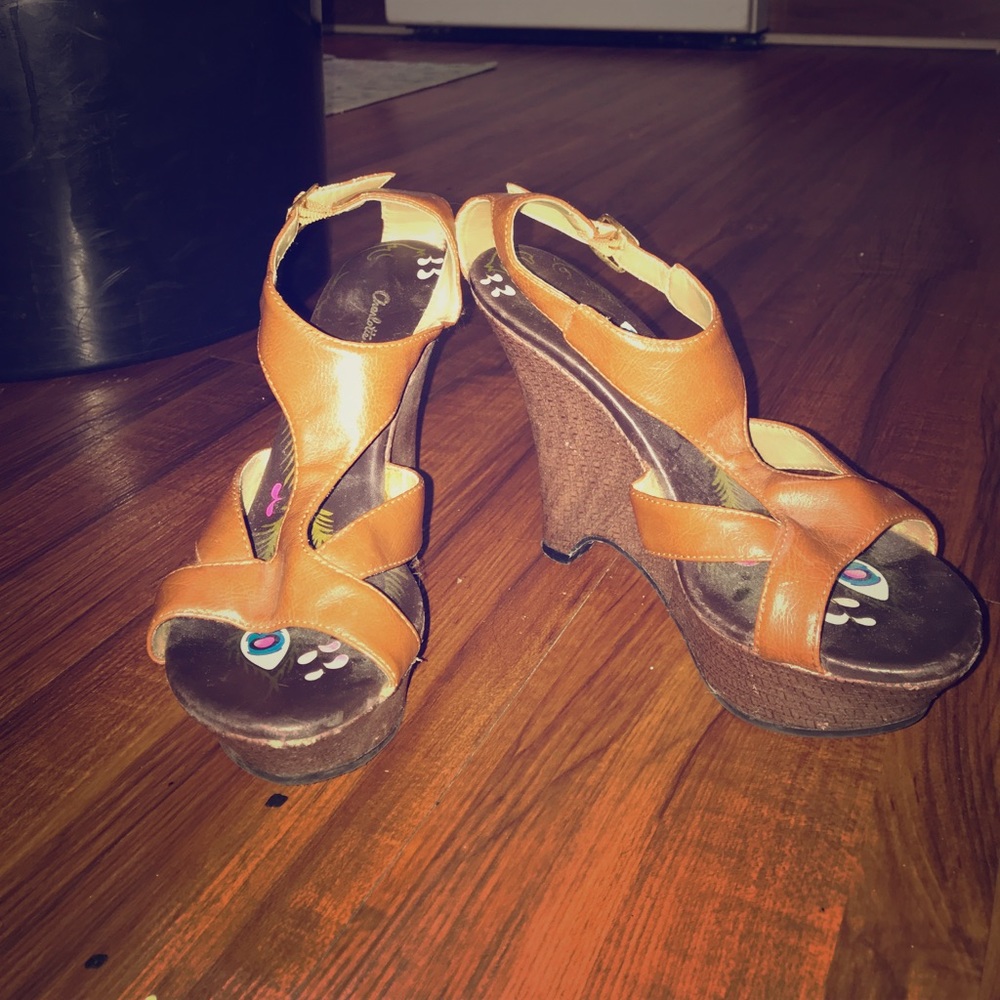 Cognac Wedge Heels