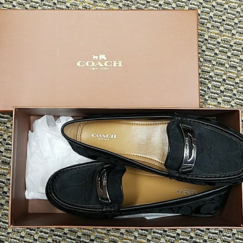 NIB black coach loafers