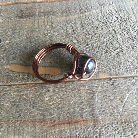 Hematite Copper Wire Wrapped Ring - Picture 4 of 6