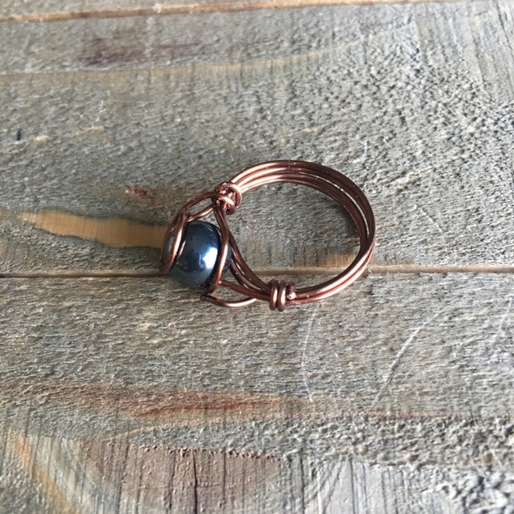 Hematite Copper Wire Wrapped Ring - Picture 5 of 6