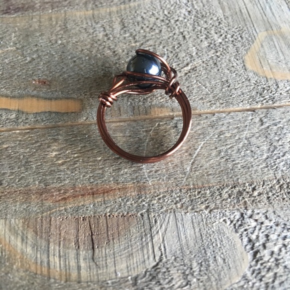 Hematite Copper Wire Wrapped Ring - Picture 6 of 6
