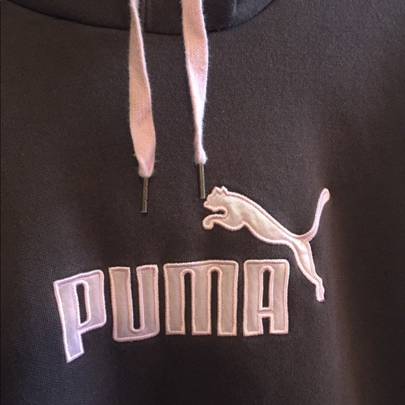 Chocolate brown and pink PUMA hoodie MEDIUM - Picture 2 of 4