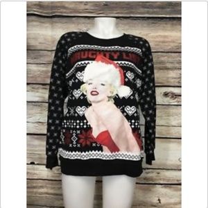Marilyn Monroe Jrs Large Black Christmas Sweater