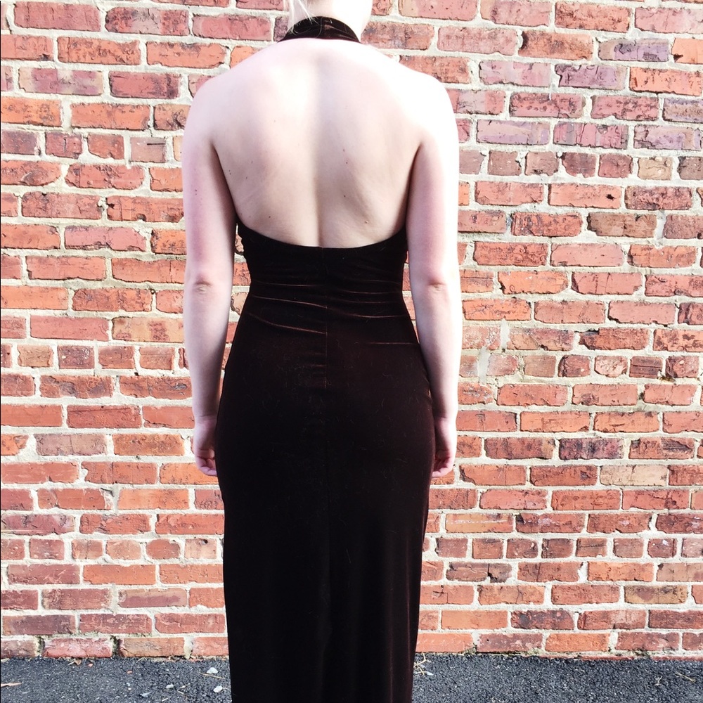 ~SOLD~Brown velvet vintage Maxi dress