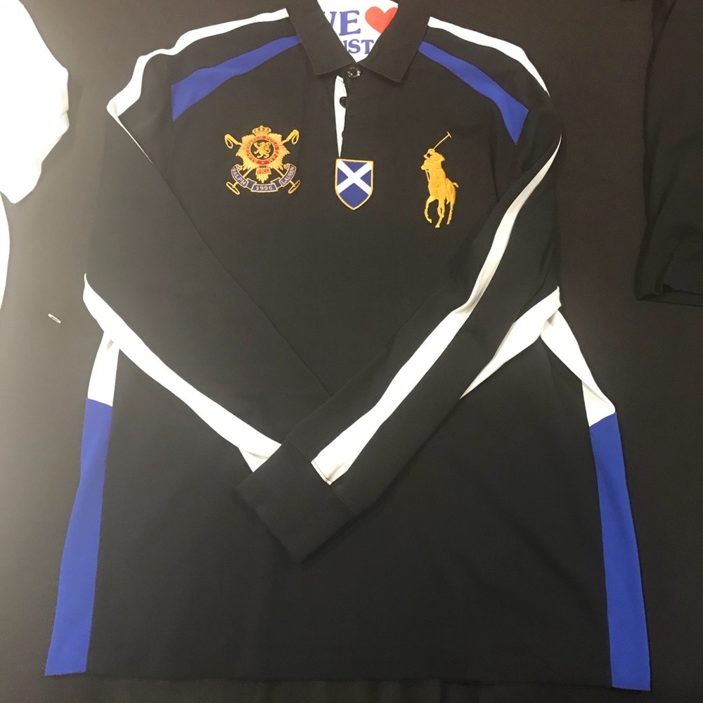 Polo long sleeve black & Blue
