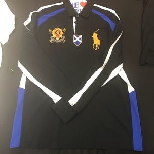 Polo long sleeve black & Blue