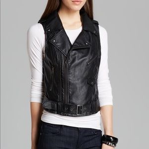 Guess Vegan Leather Moto Vest - Large