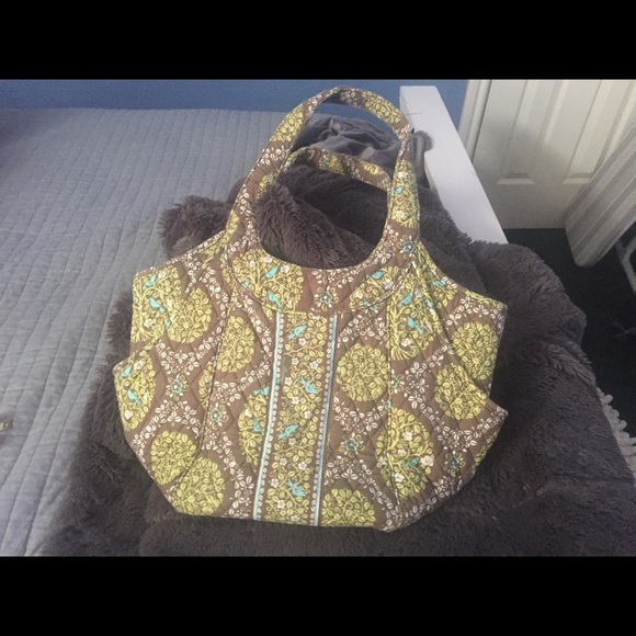 Vera Bradley Green Brown Tote Handbag - Picture 1 of 3