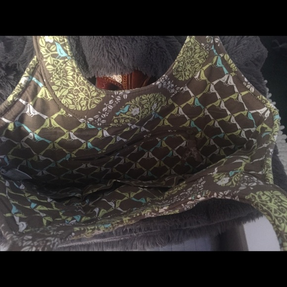 Vera Bradley Green Brown Tote Handbag - Picture 2 of 3