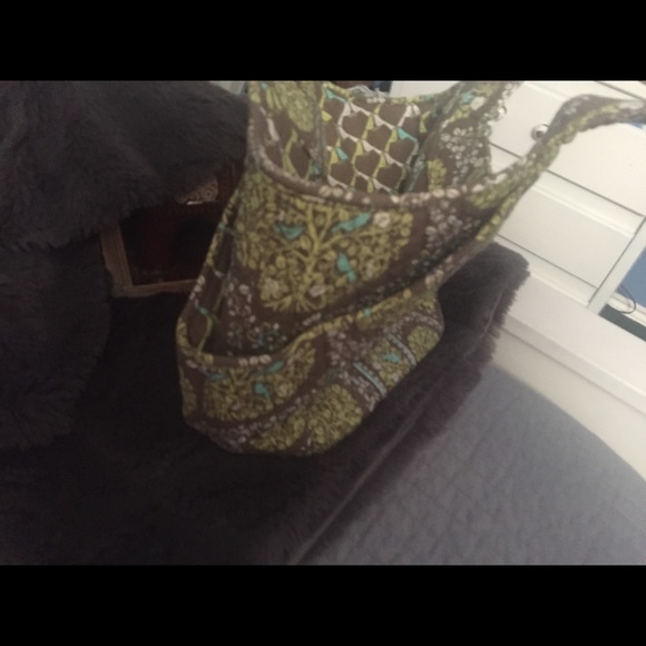 Vera Bradley Green Brown Tote Handbag - Picture 3 of 3