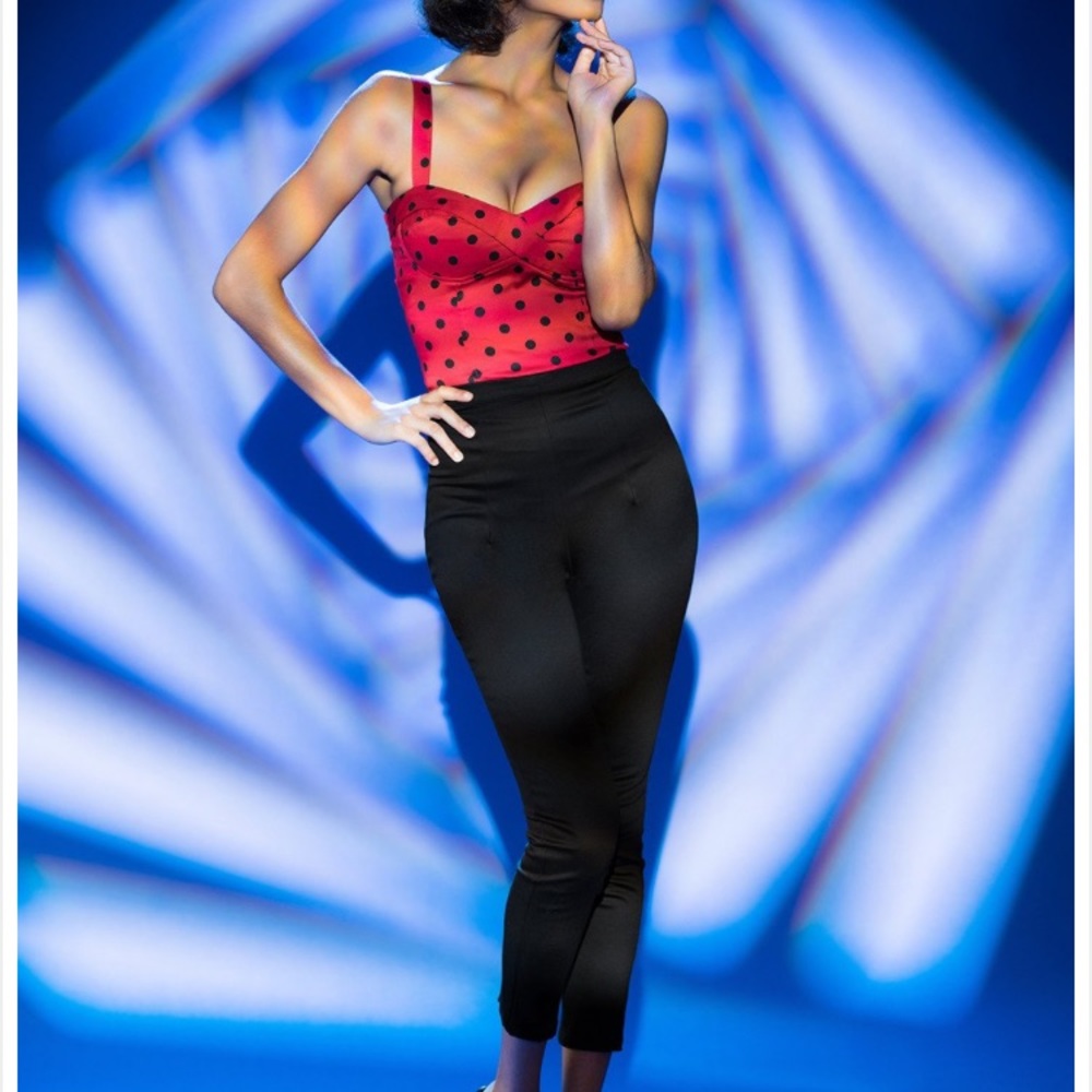 Pin up girl clothing black twill cigarette pants