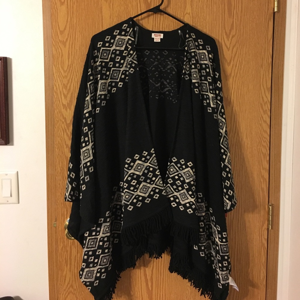 Elbow sleeve open front cardigan