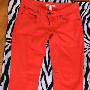 Orange skinny jeans
