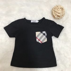SOLD UNISEX BURBERRY BLACK TSHIRT CHECK POCKET