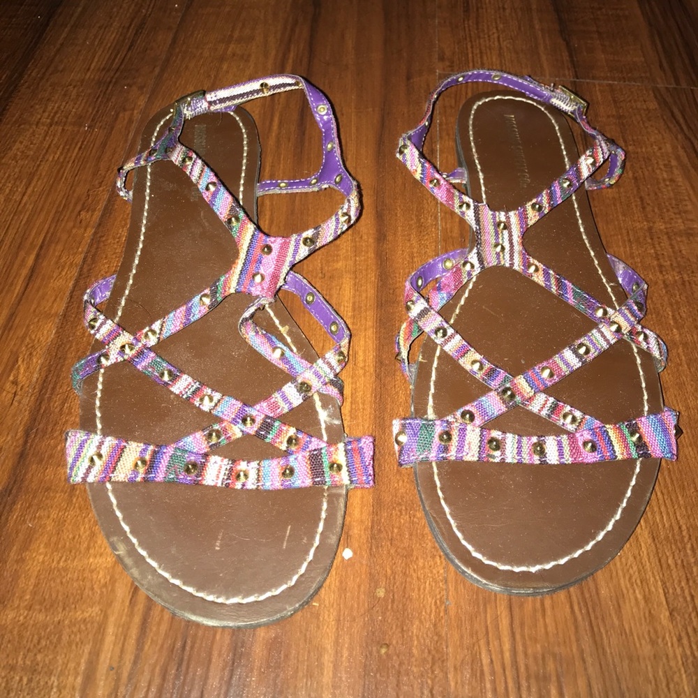 Multi Color Gold Stud Sandals